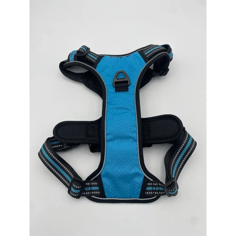 tobeRI Blue/Black Mesh Adjustable Soft Vest Dog Harness, Size L
